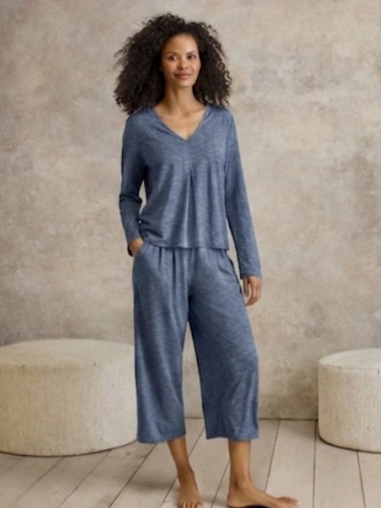 Garnet Hill Other - Garnet Hill Oasis Knit Pleated Cropped Pajama SET Cropped Pants and Top S